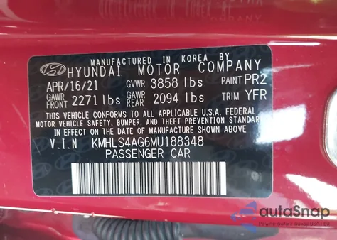 2021 Hyundai Elantra Sel from USA, damaged, VIN KMHLS4AG6MU188348